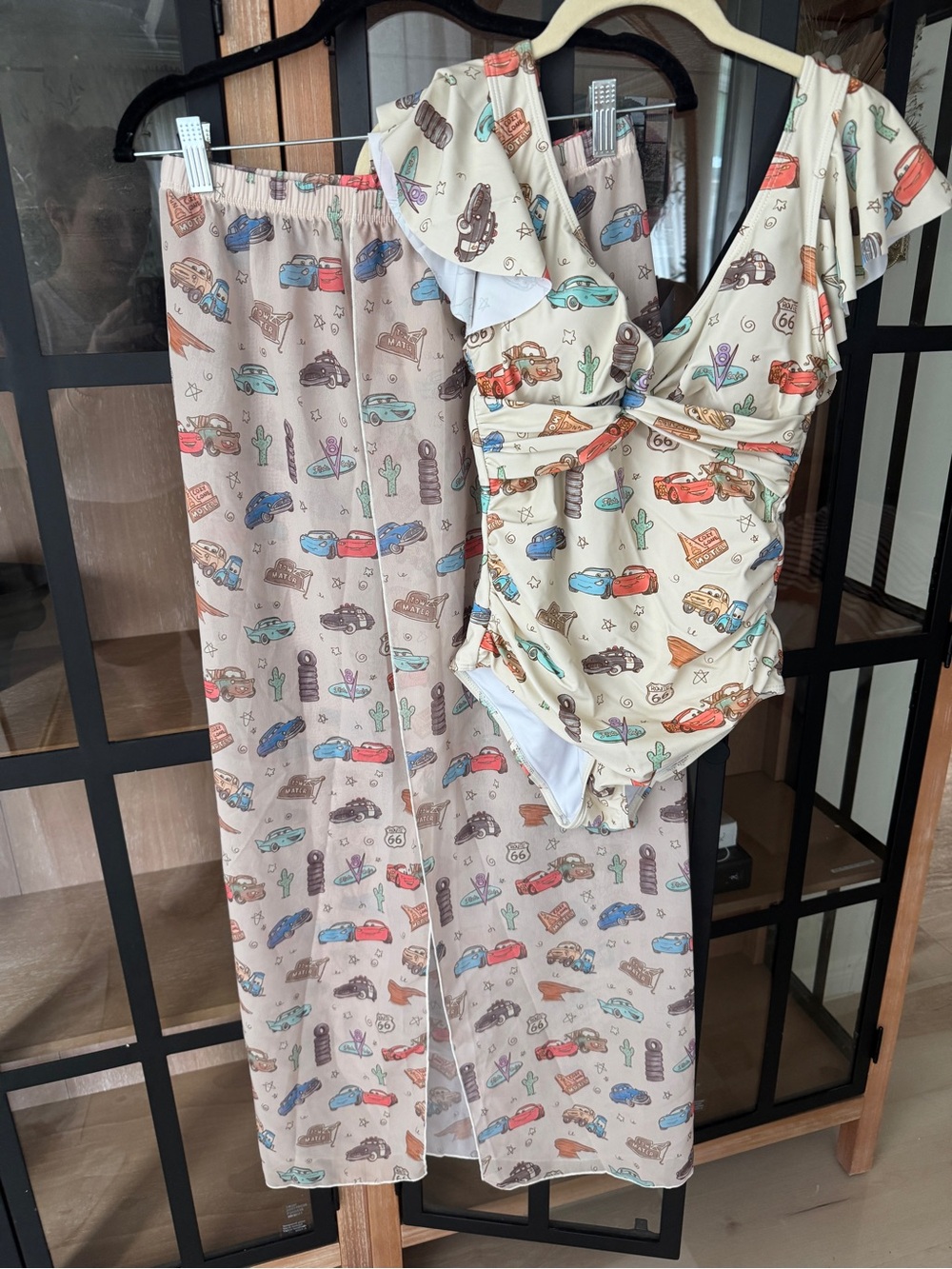 NWT Cars Disney Pixar one piece swimsuit coverup skirt ruffle lightning mcqueen